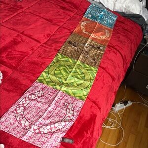 Coach Multicolor Patterned Silk Scarf